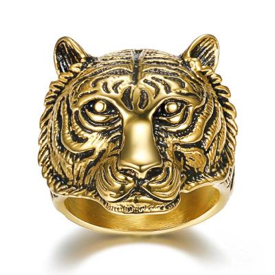 China FASHIONABLE Hot Selling Amazon Tiger Head Ring Titanium Steel Animal Rings Stainless Steel Rings For Men for sale