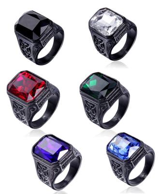 China FASHIONABLE Luxury High-scale 316 Stainless Steel Gem Rings With Big Pattern Rings For Man And Women for sale