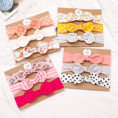 China Novelty Cute Soft Kids Knitted Infant Baby Headband Bows Newborn Turban Headband Elastic Bands for sale