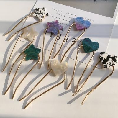 China Women's Fashional Cute Gold Metal Simple And New Temperament Hair Clip Hairpins For Girl Hair Forks Large for sale