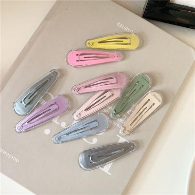 China Fairy Fancy For Clips Side Glitter Drip High Quality Candy Color Acrylic Hair Clips Alloy Fancy Cute BB Clips for sale