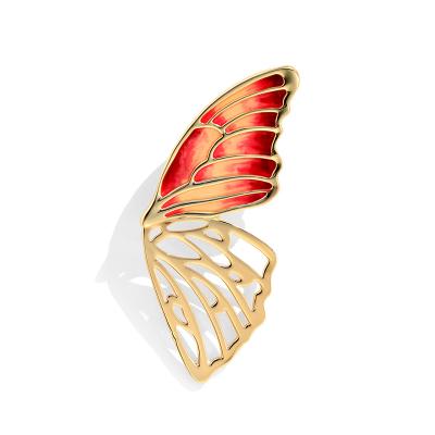 China Luxury High Quality Exquisite Luxury Butterfly Wing Brooch Copper Enamel Painted 24k Gold Plated Lady Brooch for sale