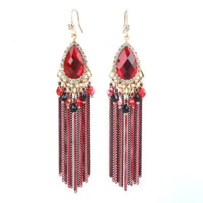 China High Quality BOHEMIA Tassel Earrings With Micro - Silver Inlaid Crystal Ear Hook S925 Female Hook for sale