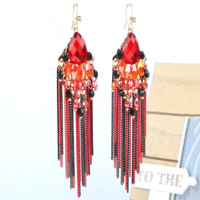 China BOHEMIA Classic Elegant Girl's Crystal Tassel Earrings S925 Silver Needle for sale