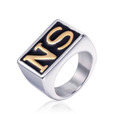 China 2021 TRENDY wholesale man's jewelry rings gold hip hop style stainless steel gold ring for sale