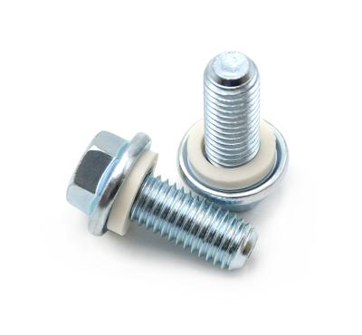 China Hexagonal Flange Waterproof Bolt With Washer Galvanization Zinc Plating Grade 4.8 / 8.8 / 10.9 for sale