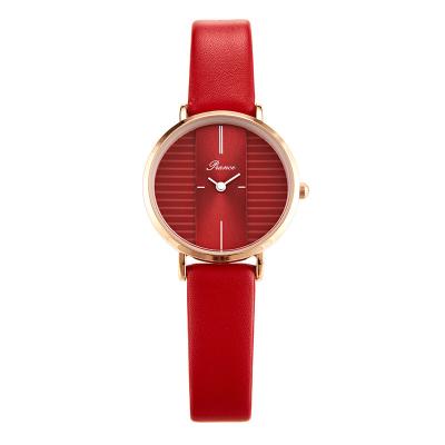 China Women's Waterproof Business Casual Wear Quartz Watches Simple Genuine Leather Two-pin Lady's Clock for sale