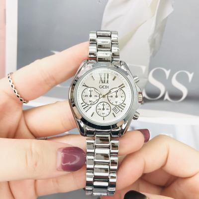 China Waterproof Women Watch Luxury Stylish High-end Simple Big Dial Calendar Waterproof Women's Fashion Steel Belt for sale