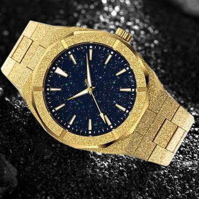 China 2023 New Waterproof Frosted Watch Men Hop Big Dial Fashionable Starry Stainless Steel Quartz Waterproof Watch for sale