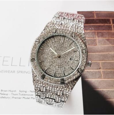 China Starry Day/Date Alloy Diamonds Men's Watches Quartz Silver Dial Luxury Big for sale