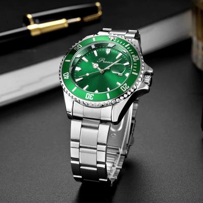 China Green Men's Automatic Quartz Watch Steel Band Watch Waterproof Luminous Date Clock Hot Boy for sale