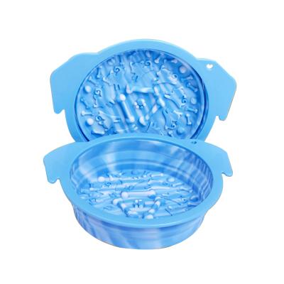 China Multi-Function Viable Collapsible Slow Food Pet Bowl Silicone Dog Bowl Pet Basin for sale