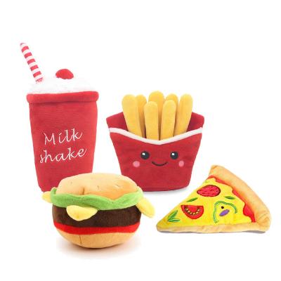 China New Stocked Burger Fries Pet Plush Sounding Toy With Paper Pretend BB for sale