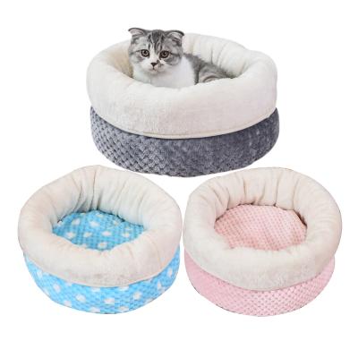 China Warm And Cute Stored Pet Design Plush Dog Kennel Cat Kennel Autumn And Winter Partially Enclosed Kennel for sale