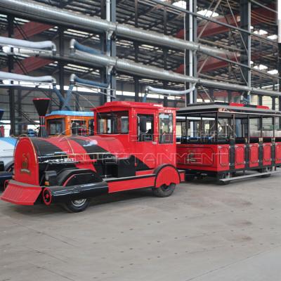 China Imitation of tour tourist battery amusement park road train antique trackless tourist train for sale