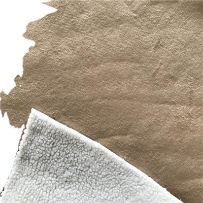 China Brushed Sueded Recycled Suede Bond Lamb Cashmere Fabric for sale