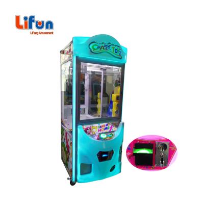 China Plastic Indoor Amusement Arcade Game Toy Grabber Crane Claw Machine with Coin Picker and Bill Selector for sale