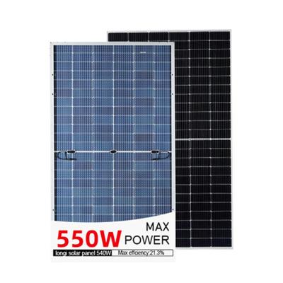 China EVA/POE Best Selling Longi Sun 535w 540w 545w 550w 555w Bifacial Solar Power Panel Half Cell Mono Solar Panel for sale