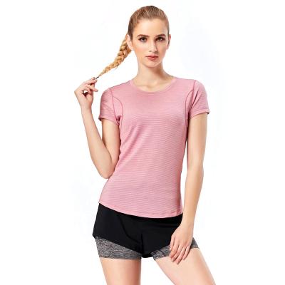 China Breathable 2022 Workout Shirts For Women Yoga Tops Gym Clothes Running Yoga T Shirt for sale