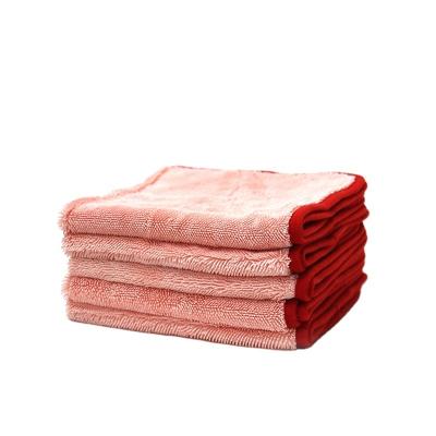 China 600GSM 40x40cm Detailing Premium Microfiber Quick Dry Car Wash Large Side Single Twist Twisted Loop Auto Car Wash Drying Towel for sale