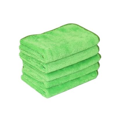 China 600GSM 40x40cm Detailing Premium Microfiber Quick Dry Car Wash Large Side Single Twist Twisted Loop Auto Car Wash Drying Towel for sale