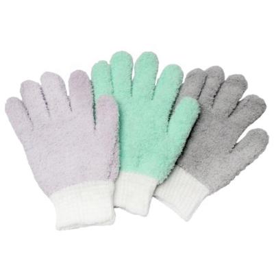 China 5 Fingers Car Gloves Quick Dry Bicolor Double Side Lint Free Washing Auto Detailing Cleaning Glove Lambswool MIT Microfiber Dusting Glove for sale