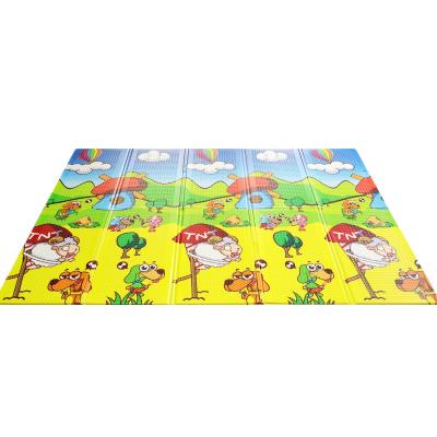 China Large Eco-Friendly Non-Toxic Double Side Soft Waterproof Folding Foldable Mat Baby Play Mat Double Side Colorful Cartoon XPE Baby Crawling Game for sale