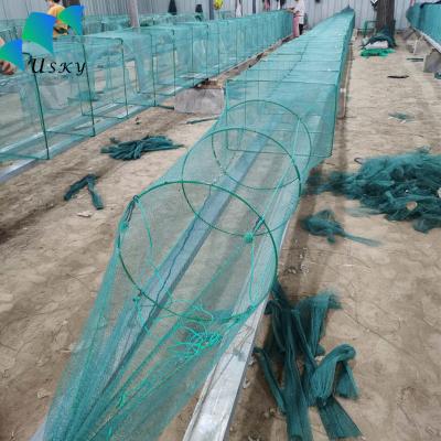 China Crab Lobster Shrimp Fish Steel Wire Coated Plastic Tube Net Cage Fishing Cage Shrimp Trap Train Fishing Net Cage Along For Crab Lobster Shrimp for sale