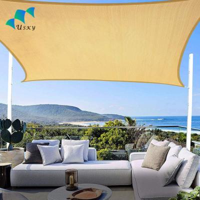 China Durable Sun Shade Sail Triangle Tent Fabric Patio 8' x 20' Sun Shade Sail Beige Quadrangle for sale