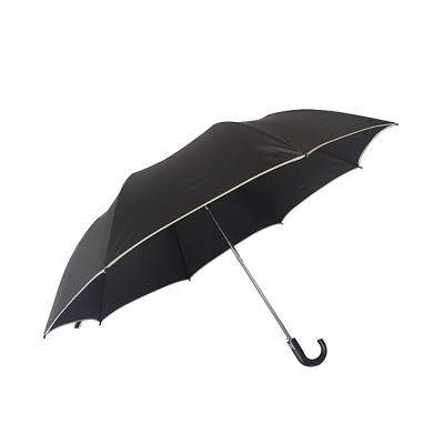 China Contemporary High Quality Automatic Open Fiberglass Ribs Wooden Handle Two Fold Golf Umbrella for sale