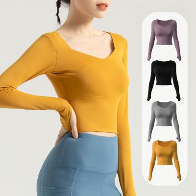 China Hot Sale Women's Breathable Woman Shorts Long Sleeve Yoga Top With Best Quality for sale