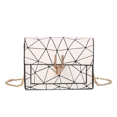 China 2021 New Small Fashion Women's Body Geometry Fashionable Chain Stitching Cross Shoulder Bags Square Handbag High Quality for sale