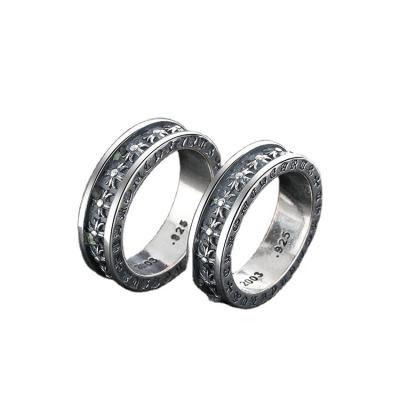 China Personalized Cross Couples Ring Fashion Personalized Other Forever By Chromehearts Japanese Military Flower Retro and Korean Thai Silver for sale