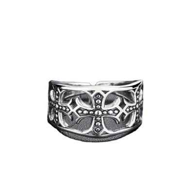 China Other Thai Silver Cross Chromehearts Hollow Retro Military Flower Opening Ring with Large Quantity and Discount for sale