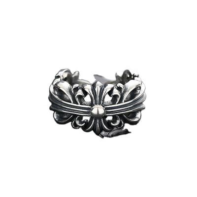 China Other Chromehearts Army Flower Thai Silver Made Cross Hop Retro Old Simple Personalized Punk Trendy Male And Female Couples Ring for sale