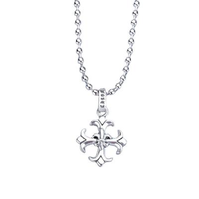 China Chromehearts Punk Thai Silver Custom Simple Nightclub Shape Men's And Women's Long Crosin Boat Anchor Cross Pendant Necklace for sale