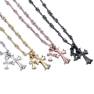 China Chromehearts Punk Diamond Studded Full Gold Diamond Betrayal Necklace Lovers Bamboo Chain Large Order Discount for sale