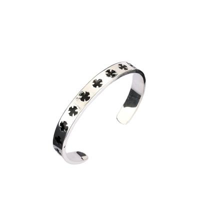 China Bulk discount opening Thai silver cross bracelet Personality Thai silver hip hop brand scout Retro Vintage Chromehearts old for sale