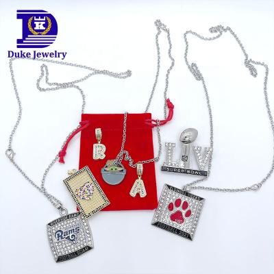 China Cute& Fashion DUKE Custom Alloy Necklace Championship Crystal Pendant Stainless Necklace With Jewelry Box for sale