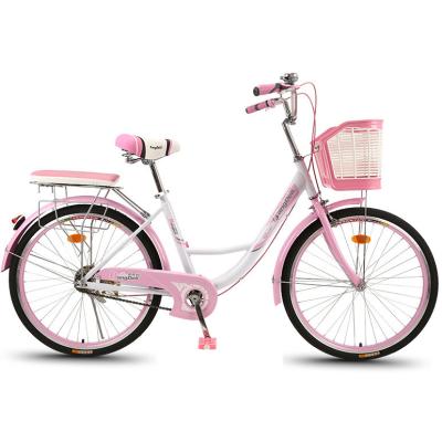 China Cheap Single Speed ​​City Bike Carbon Steel Frame 24inch Steel Frame Women City Bike for sale