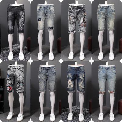 China QUICK DRY High Quality Wholesale Ripped Destroyed Distressed Denim Shorts Mens Hole Denim Shorts Blue Male Men jeans in a vintage for sale