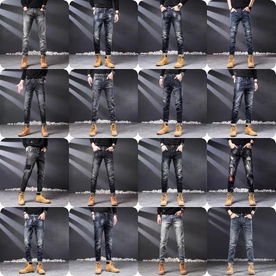 China New style men's zipper jeans wholesale new fashion men's elastic pants jeans skinny men's breathable jeans for sale