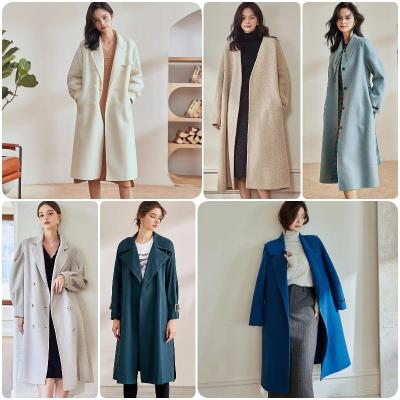 China Stylish and fashionable winter woolen coat wool coat viable ladies casual style with belt original women's fabric woolen coat for sale