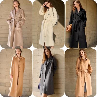 China Viable wholesale custom made elegant woolen coat women's long fashion boutique clothing boutique office ladies ditch woolen coat women's long winter clothing for sale