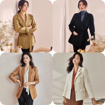 China Autumn And Winter Wind Suit Women's Small Lapel Long-sleeved Straight Woolen Coat for sale