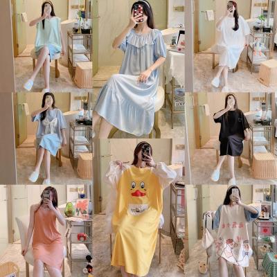 China QUICK DRY Cartoon Sleepwear Girl Pajama Set Cotton Organic Women Home Summer Women's Cartoon Pajamas For Women for sale