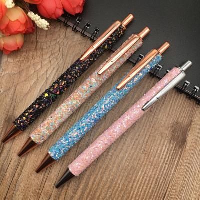 China office & Medium Ballpoint Pen School Ballpoint Pen Metal Retractable Black Ink Ballpoint Pens Glitter Ballpoint Pens Sequin for sale