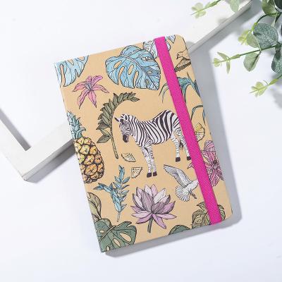 China 2021 Hardcover Book Wrapping Paper A5 Hard Cover Notebook Fashion Design Casebound Ordered Craft Notepad Elastic Band Journal For School for sale