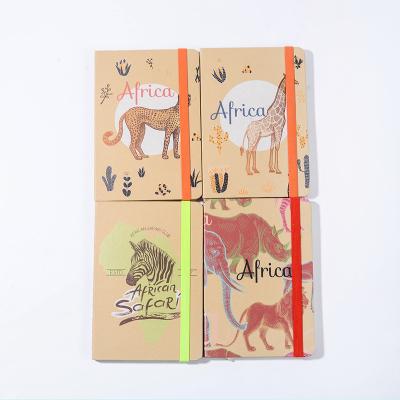 China 2021 Hardcover Book Wrapping Paper A5 Hard Cover Notebook Fashion Design Casebound Ordered Craft Notepad Elastic Band Journal For School for sale