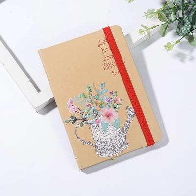 China 2021 Hardcover Book Wrapping Paper A5 Hard Cover Notebook Fashion Design Casebound Ordered Craft Notepad Elastic Band Journal For School for sale